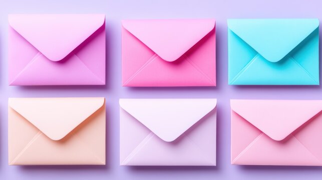 Colorful envelopes on pastel background: vibrant pastel envelopes for creative design projects