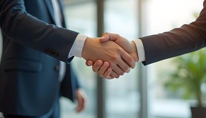 business people shaking hands in office