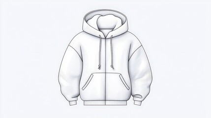 Obraz premium White Hoodie Design Illustration with Drawings for Fashion and Apparel Graphics