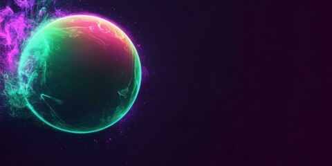 A vibrant cosmic sphere surrounded by colorful nebulae, ideal for use in sci-fi themes, digital art, and promotional materials related to space exploration.