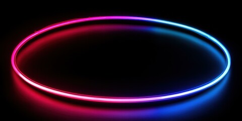 Vibrant neon light ring in pink and blue against a dark background. Ideal for nightlife, parties, and modern design projects.