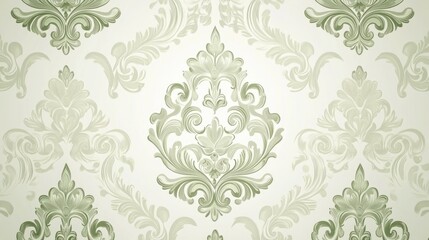 Fototapeta premium Elegant seamless damask wallpaper with intricate floral patterns in a soft pastel color palette