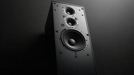 Black Speaker with Three Drivers on a Dark Background