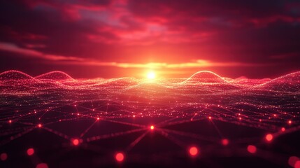 Crimson Digital Sunset: A Networked Landscape