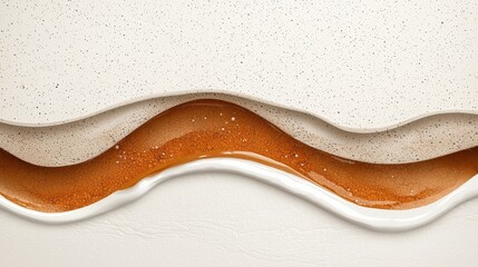 Obraz premium Abstract Background of Curved Layers with Fluid Texture in Neutral and Earthy Tones