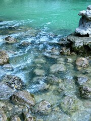 Abkhazia, Ritsa Relict National Park, September 26, 2024. Bright colour image Blue lake in Abkhazia