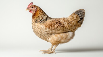 Fototapeta premium Brown and Tan Chicken Standing Gracefully on Neutral Background