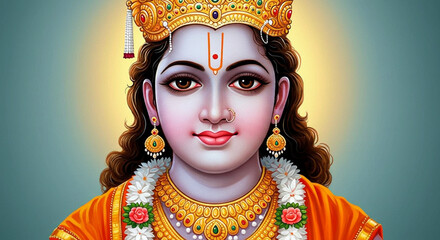 Lord Shri Ram. Happy Ram Navami. Blue Background