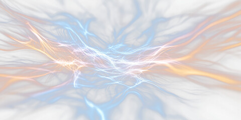 dynamic display of blue and orange energy waves flowing through transparency background