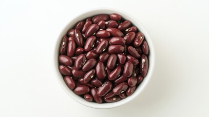 Fresh Red Kidney Beans in White Bowl on Clean White Background