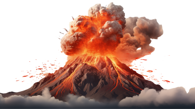 Epic Volcanic Eruption Fiery Mountain Landscape 