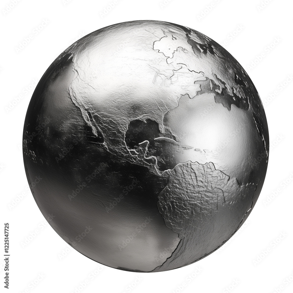 Aufkleber silver globe with textured surface isolated on transparency background