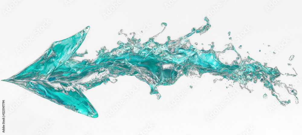 Aufkleber dynamic teal arrow created with fluid brush patterns on transparency background