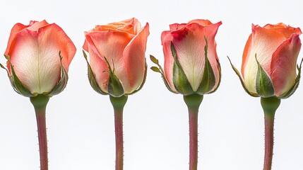 Beautiful Fresh Roses in Various Stages of Blooming Display