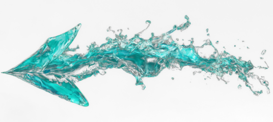 dynamic teal arrow created with fluid brush patterns on transparency background