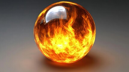 Fiery Sphere with Luminous Flames and Glossy Surface Effect