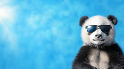 young panda bear wearing sunglasses
