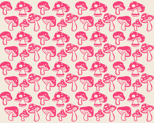 Mushroom psychedelic seamless pattern background illustration vector layout banner cover textile print art editable