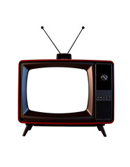 set of classic vintage retro style old television with cut screen, old tv isolated on white background, silhouette