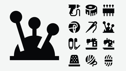 Minimalist Sewing Tailoring Needlework DIY Solid Icons