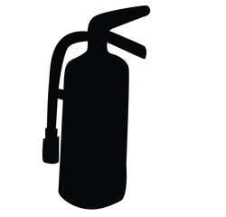 Cute cartoon hand drawn vector Fire extinguisher icon silhouette.