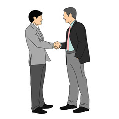 Illustration of a vector of men shaking hands. Business man. Illustration of a cooperation agreement.
