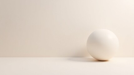 Fototapeta premium A Single Cream-Colored Sphere Rests Against a Pale Background, Offering a Minimalist and Serene Visual
