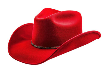 A red cowboy hat with a brown band. ,on transparent background.