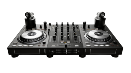 Professional DJ Mixer Console isolated on a transparent background