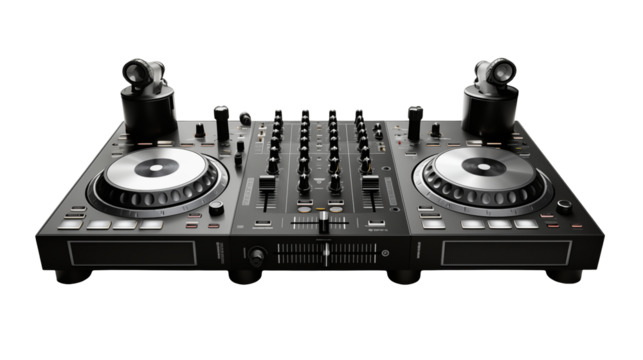 Professional DJ Mixer Console isolated on a transparent background - Powered by Adobe