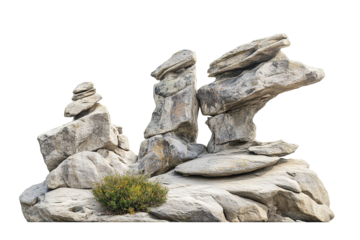 A series of large rock formations, each with a unique shape and size. ,on transparent background.