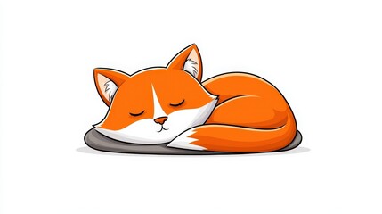 Obraz premium Adorable cartoon fox sleeping peacefully on a cozy mat with cute features and vibrant colors