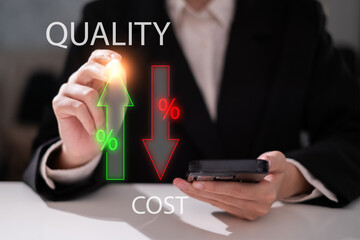 Cost reduction high quality efficiency strategy analysis management control concept