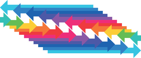 arrows with different sizes in color style. Small and large arrows indicating direction