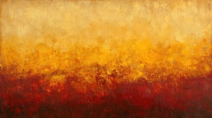 Abstract Landscape Painting with Warm Tones of Yellow and Red
