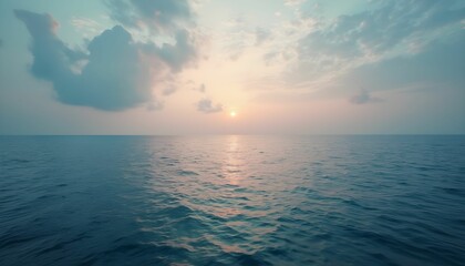 Obraz premium Peaceful Ocean at Dawn with Pastel Sky and Blended Horizon