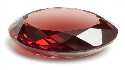 Polished Red Gemstone on White Background for Jewelry Design