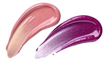  glossy, shimmering liquid swatches of makeup isolated on transparent background png cut out social media post high quality
