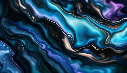 Obraz premium Stunning Teal Blue Liquid Marble Abstract Art Print