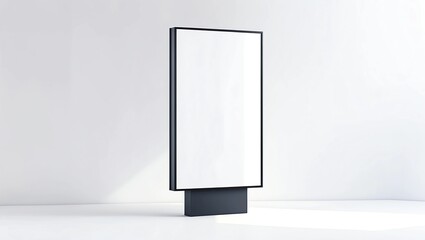 Blank white pylon banner mockup, front view, isolated, 3d rendering. Empty outdoor signage mock up. Clear street poster billboar