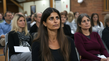 Obraz premium Engaged and Diverse Audience at a Semi-Casual Speaking Event