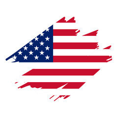 Vector illustration of United States flag in brush stroke effect on transparent background
