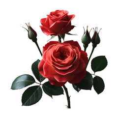 Naklejka premium Luxuriant Red Roses Against a transparent Background