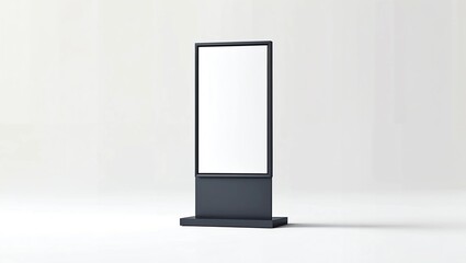 Blank white pylon banner mockup, front view, isolated, 3d rendering. Empty outdoor signage mock up. Clear street poster billboar 