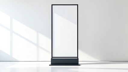 Blank white pylon banner mockup, front view, isolated, 3d rendering. Empty outdoor signage mock up. Clear street poster billboar