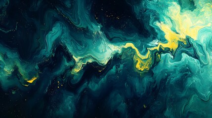 Black dark blue green emerald petrol teal lime yellow white abstract background.