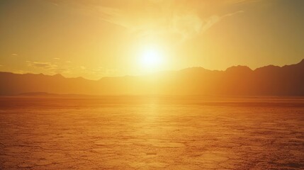 Naklejka premium Desert sunset landscape with mountains.