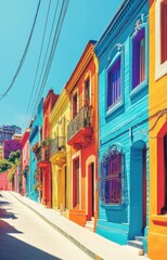 Fototapeta premium Vividly Colored Row Houses in Old Town