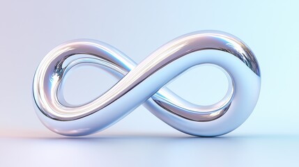 Fototapeta premium Glossy metallic infinity symbol on smooth pastel background