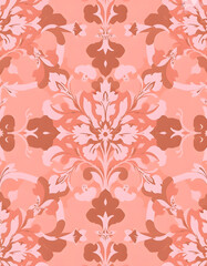 Pink toile fabric pattern, vector style, with white tones